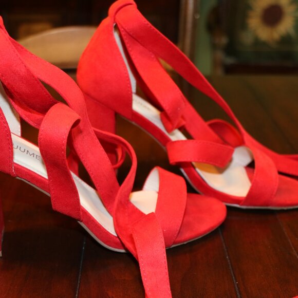 FINAL OFFER! - Carcuume Ellery Red Suede Lace-up Heels - size 10 - Picture 5 of 9